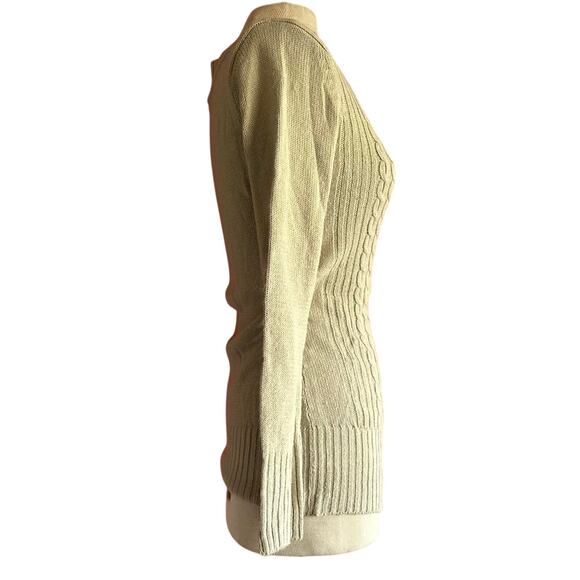 Womens Sweater Size Medium Tan Long Fitted Preppy Western Classic Minimalist - Picture 2 of 8